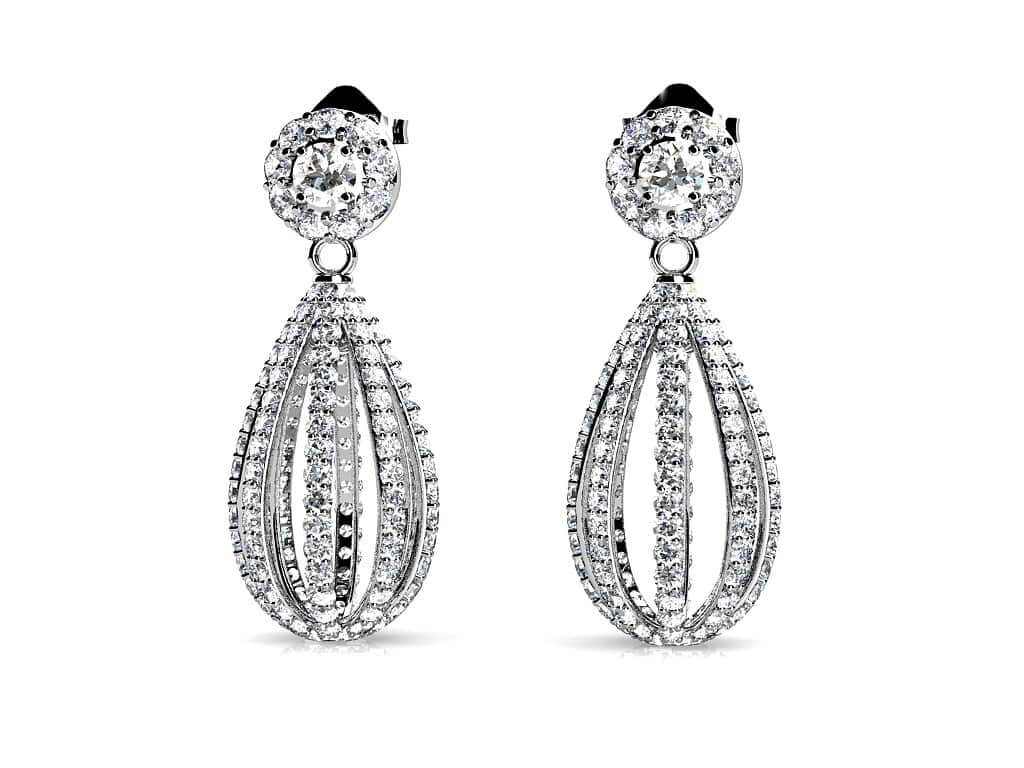 Dreamy Diamond Drop Earrings Diamond with 2.28 ct.(finished) 1.1mm, 1.7mm, 2.5mm